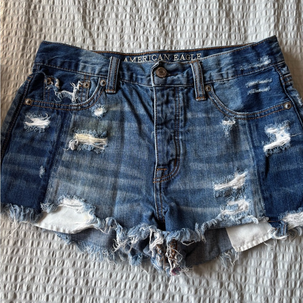 American Eagle Outfitters Ripped Blue Jean Shorts